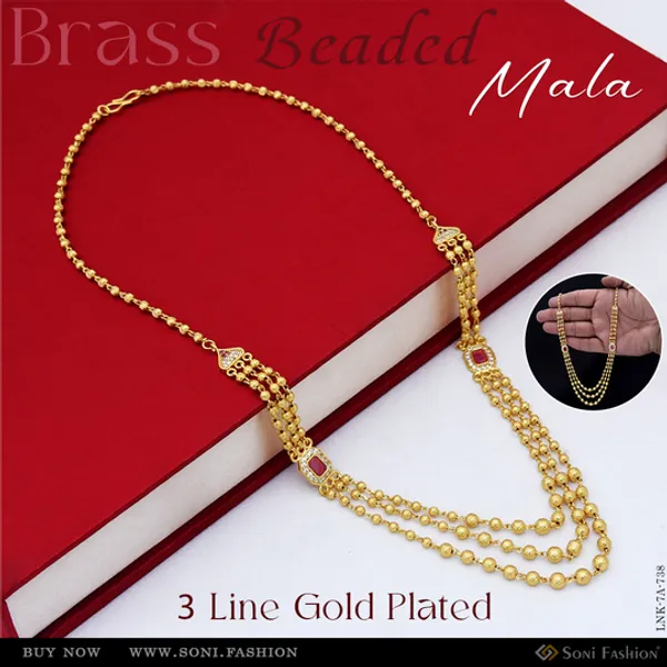 3_Line_New_Style_Gold_Plated_Brass_Beaded_Mala_For_Women_Style_A738