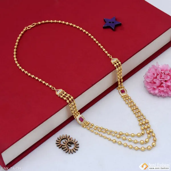 3_Line_New_Style_Gold_Plated_Brass_Beaded_Mala_For_Women_Style_A738