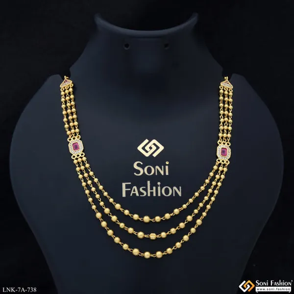 3_Line_New_Style_Gold_Plated_Brass_Beaded_Mala_For_Women_Style_A738