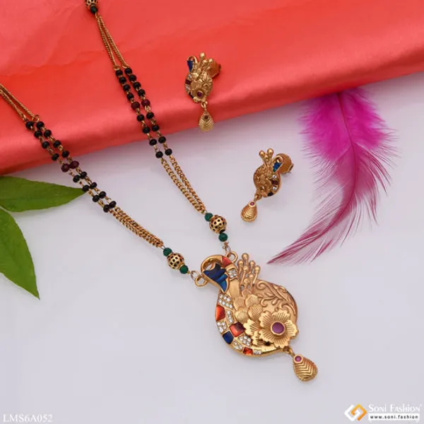 Fashionable_With_Diamond_Gold_Plated_Mangalsutra_Set_For_Women_Style_Lmsa052