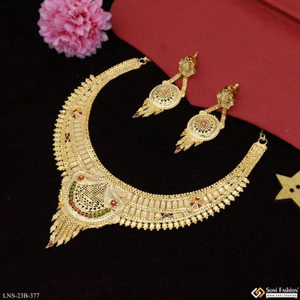 Eye_Catching_Design_Gold_Plated_Necklace_Set_For_Women_Style_B377