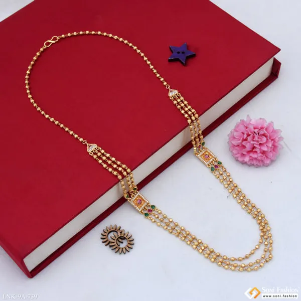 3_Line_Lovely_Design_Gold_Plated_Brass_Beaded_Mala_For_Women_Style_A739