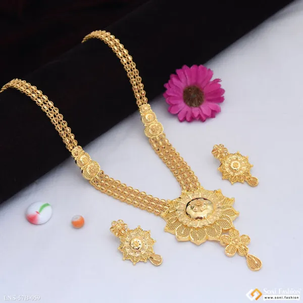1_Gram_Gold_Plated_Cool_Design_Necklace_Set_For_Women_Style_B059