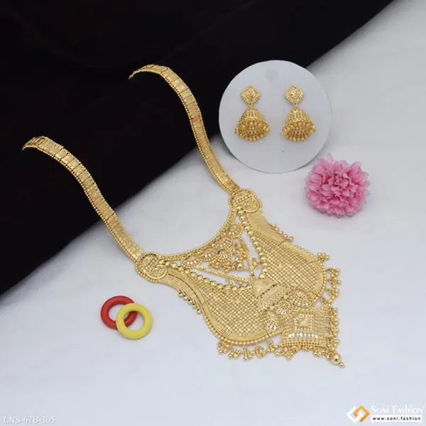 1_Gram_Gold_Plated_Lovely_Design_Necklace_Set_For_Women_Style_B305