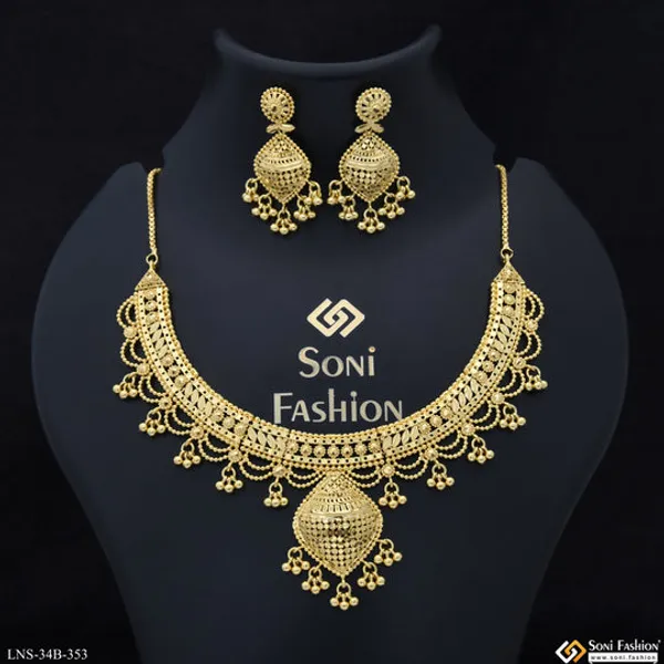 1_Gram_Gold_Plated_Classic_Design_Necklace_Set_For_Women_Style_B353