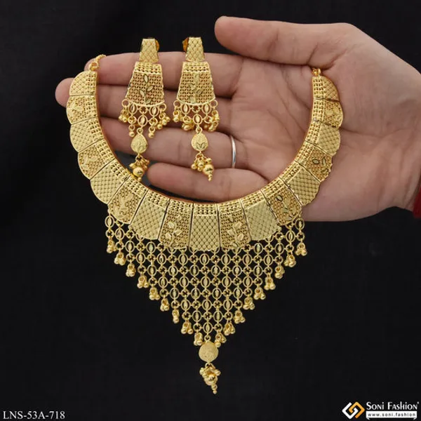 1_Gram_Gold_Plated_Fashionable_Necklace_Set_For_Women_Style_A718
