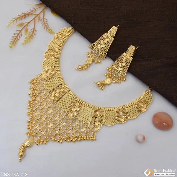 1_Gram_Gold_Plated_Fashionable_Necklace_Set_For_Women_Style_A718