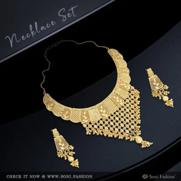 1_Gram_Gold_Plated_Fashionable_Necklace_Set_For_Women_Style_A718