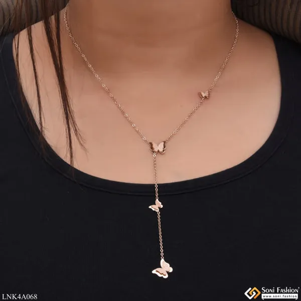 Butterfly_Best_Quality_Glittering_Design_Rose_Gold_Necklace_For_Girls_Style_Lnka068