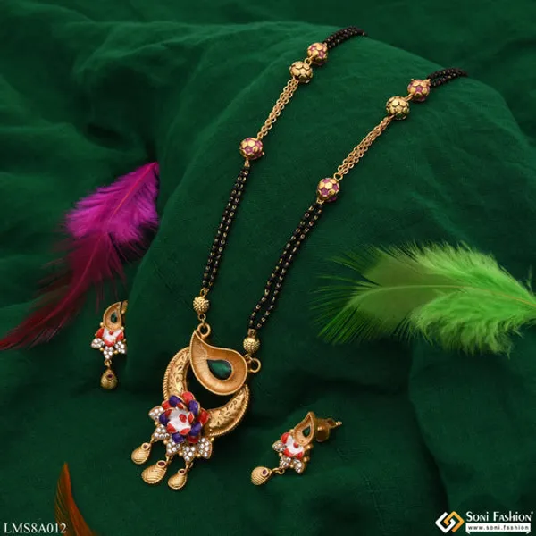 Flower_With_Diamond_Gold_Plated_Mangalsutra_Set_For_Women_Style_Lmsa012