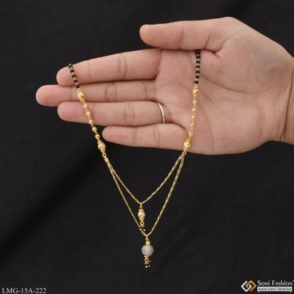 1_Gram_Gold_Plated_With_Diamond_Unique_Design_Mangalsutra_For_Women_Style_A222