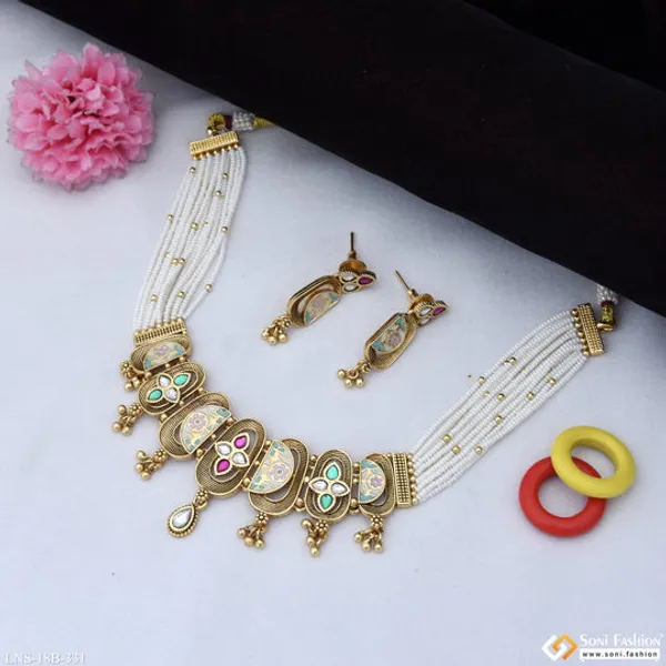 Designer_Gold_Plated_Antique_Necklace_Set_For_Women_Style_B331