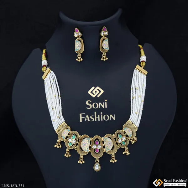 Designer_Gold_Plated_Antique_Necklace_Set_For_Women_Style_B331