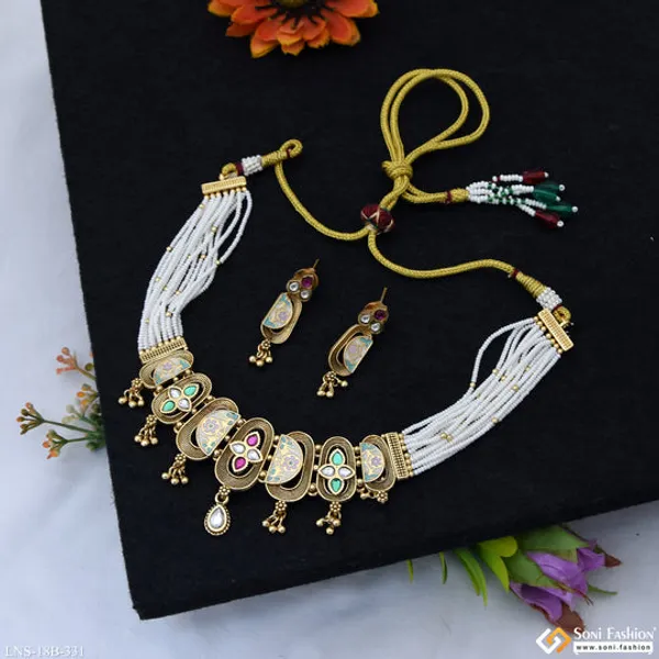 Designer_Gold_Plated_Antique_Necklace_Set_For_Women_Style_B331