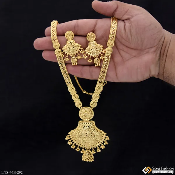1_Gram_Gold_Plated_Decorative_Design_Necklace_Set_For_Women_Style_B292
