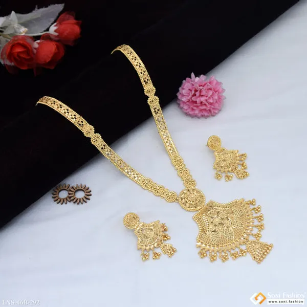 1_Gram_Gold_Plated_Decorative_Design_Necklace_Set_For_Women_Style_B292