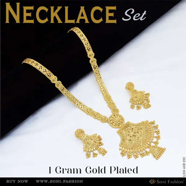 1_Gram_Gold_Plated_Decorative_Design_Necklace_Set_For_Women_Style_B292