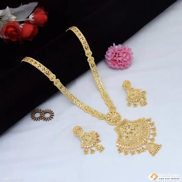 1_Gram_Gold_Plated_Decorative_Design_Necklace_Set_For_Women_Style_B292