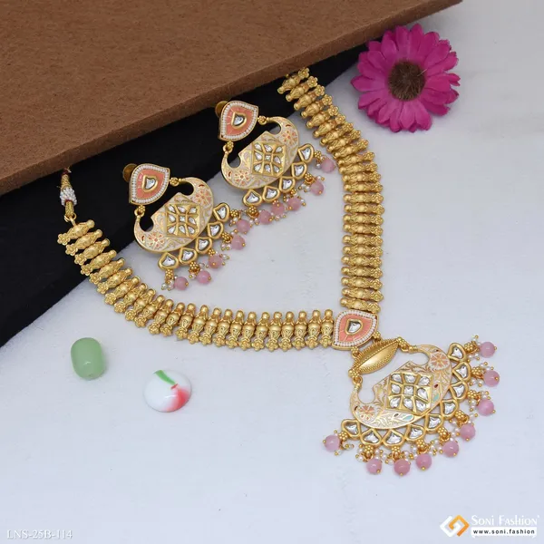 Fashion_Forward_Gold_Plated_Antique_Necklace_Set_For_Women_Style_B114