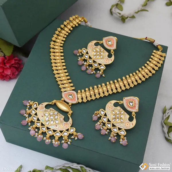 Fashion_Forward_Gold_Plated_Antique_Necklace_Set_For_Women_Style_B114