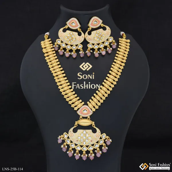 Fashion_Forward_Gold_Plated_Antique_Necklace_Set_For_Women_Style_B114