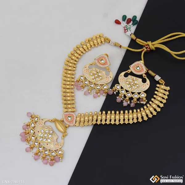 Fashion_Forward_Gold_Plated_Antique_Necklace_Set_For_Women_Style_B114