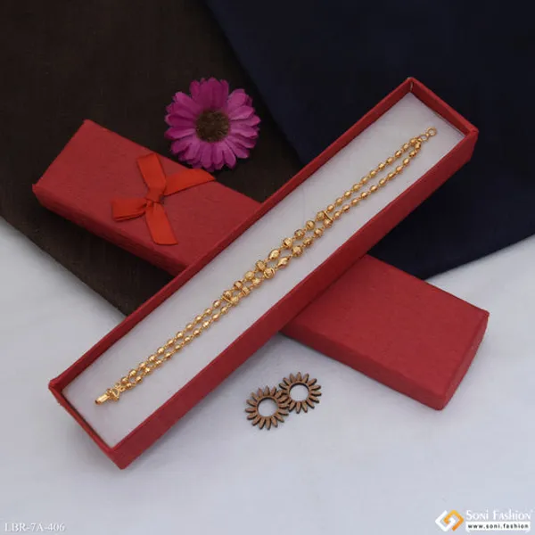 2_Line_Charming_Design_Gold_Plated_Bracelet_For_Ladies_Style_A406