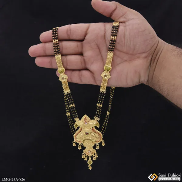 3_Line_Opulent_Design_Gold_Plated_Mangalsutra_For_Women_Style_A826