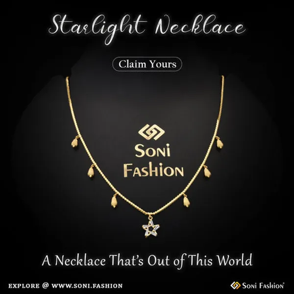 1_Gram_Gold_Plated_Star_With_Diamond_Unique_Design_Necklace_For_Ladies_Style_A204