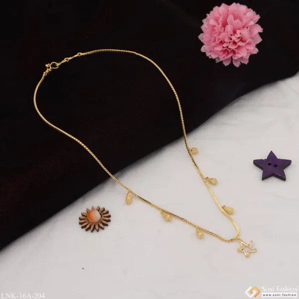 1_Gram_Gold_Plated_Star_With_Diamond_Unique_Design_Necklace_For_Ladies_Style_A204