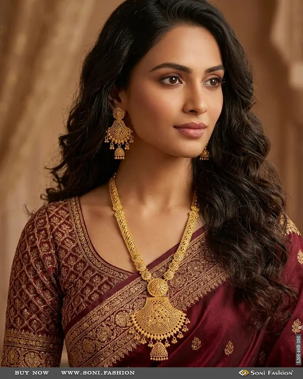 1_Gram_Gold_Plated_Decorative_Design_Necklace_Set_For_Women_Style_B292