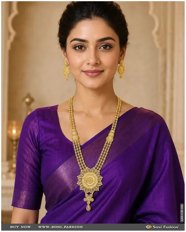 1_Gram_Gold_Plated_Cool_Design_Necklace_Set_For_Women_Style_B059