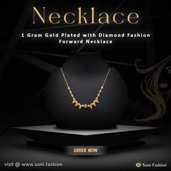 1_Gram_Gold_Plated_With_Diamond_Fashion_Forward_Necklace_For_Ladies_Style_A102