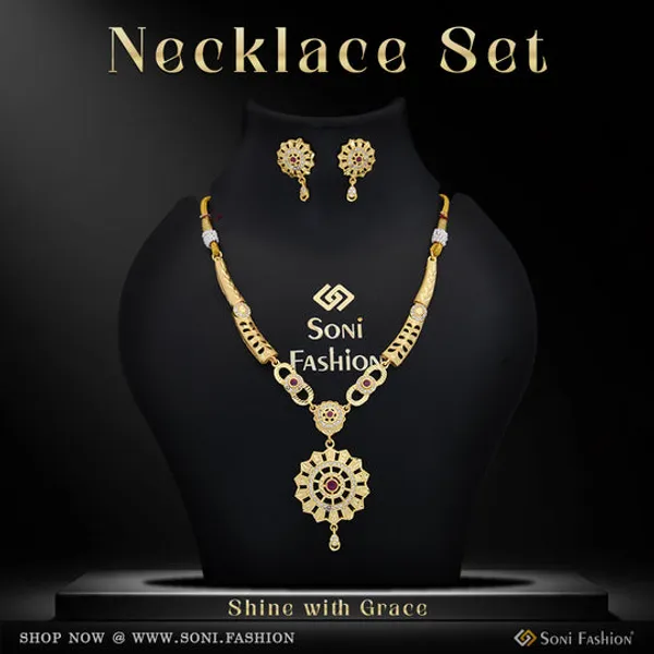 Brilliant_Design_Gold_Plated_Necklace_Set_For_Women_Style_B095
