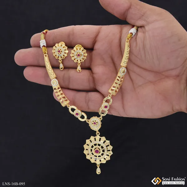Brilliant_Design_Gold_Plated_Necklace_Set_For_Women_Style_B095