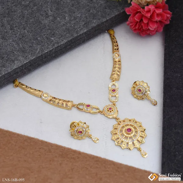 Brilliant_Design_Gold_Plated_Necklace_Set_For_Women_Style_B095