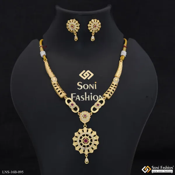 Brilliant_Design_Gold_Plated_Necklace_Set_For_Women_Style_B095
