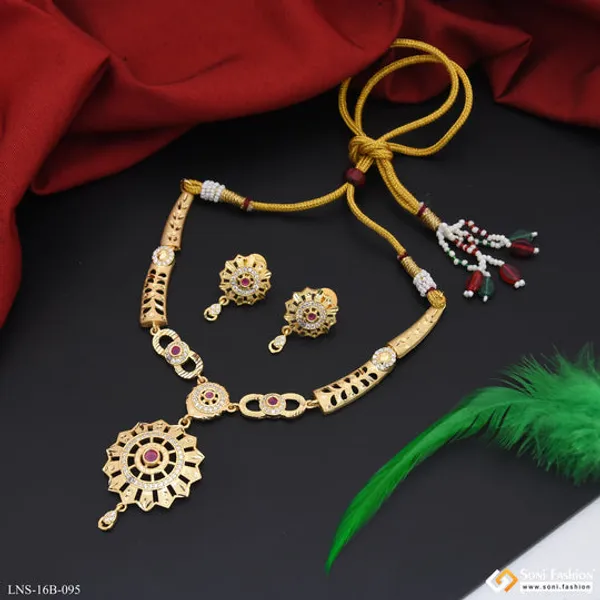 Brilliant_Design_Gold_Plated_Necklace_Set_For_Women_Style_B095