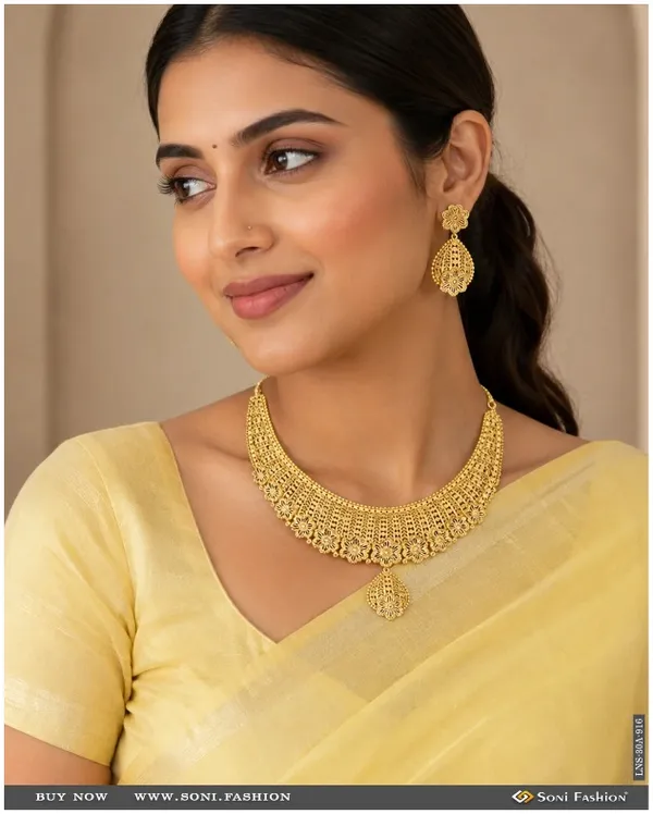 1_Gram_Gold_Plated_Fashionable_Necklace_Set_For_Women_Style_A916