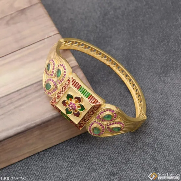 1_Gram_Gold_Plated_With_Diamond_Stunning_Design_Bracelet_For_Ladies_Style_A281
