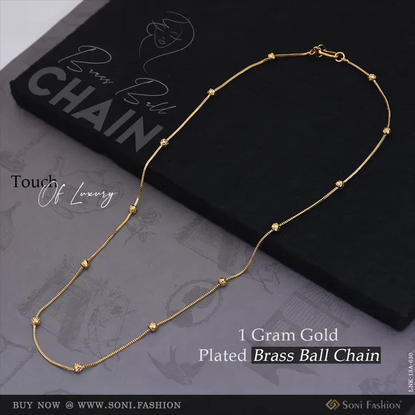 1_Gram_Gold_Plated_Brass_Ball_Chain_For_Ladies_Style_A630