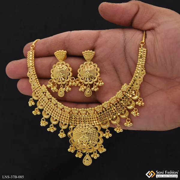 1_Gram_Gold_Plated_Fancy_Design_Necklace_Set_For_Women_Style_B085