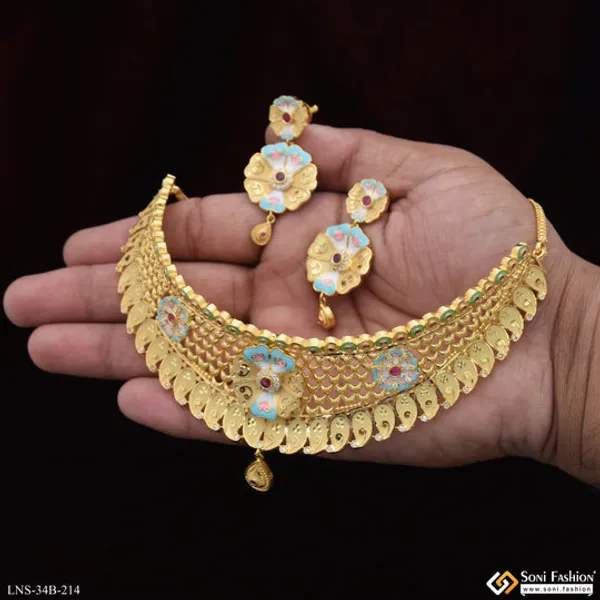 1_Gram_Gold_Plated_Best_Quality_Choker_Necklace_Set_For_Women_Style_B214