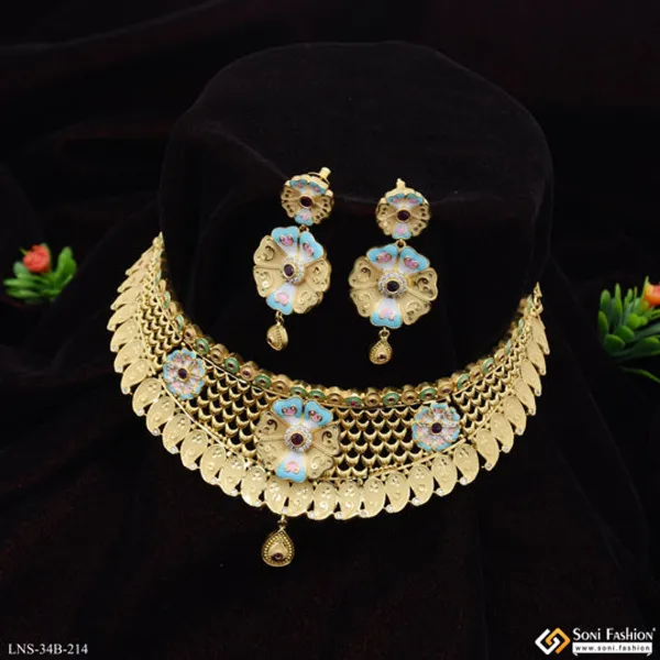 1_Gram_Gold_Plated_Best_Quality_Choker_Necklace_Set_For_Women_Style_B214