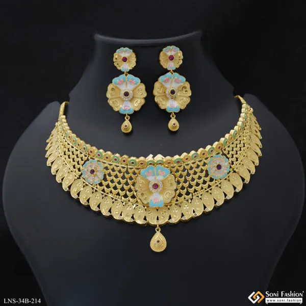 1_Gram_Gold_Plated_Best_Quality_Choker_Necklace_Set_For_Women_Style_B214