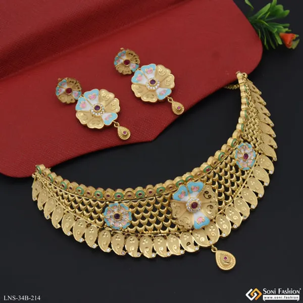 1_Gram_Gold_Plated_Best_Quality_Choker_Necklace_Set_For_Women_Style_B214