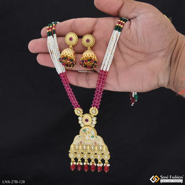 Latest_Design_Gold_Plated_Antique_Necklace_Set_For_Women_Style_B128