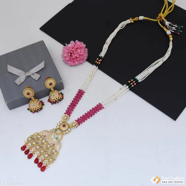 Latest_Design_Gold_Plated_Antique_Necklace_Set_For_Women_Style_B128