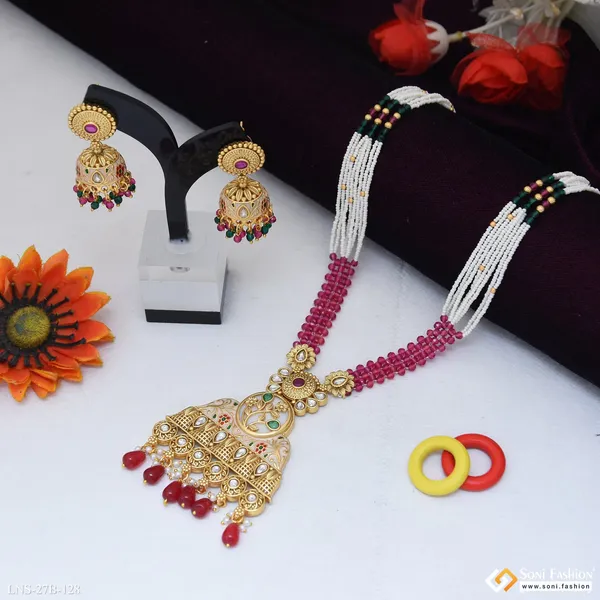Latest_Design_Gold_Plated_Antique_Necklace_Set_For_Women_Style_B128