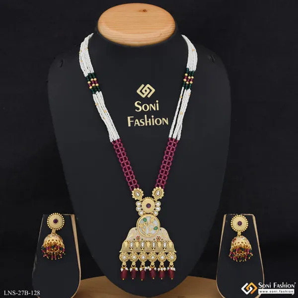 Latest_Design_Gold_Plated_Antique_Necklace_Set_For_Women_Style_B128